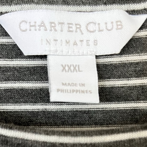 Charter Club Intimates Gray and White Striped Long Sleeve Loungewear Top XXXL - Picture 3 of 6